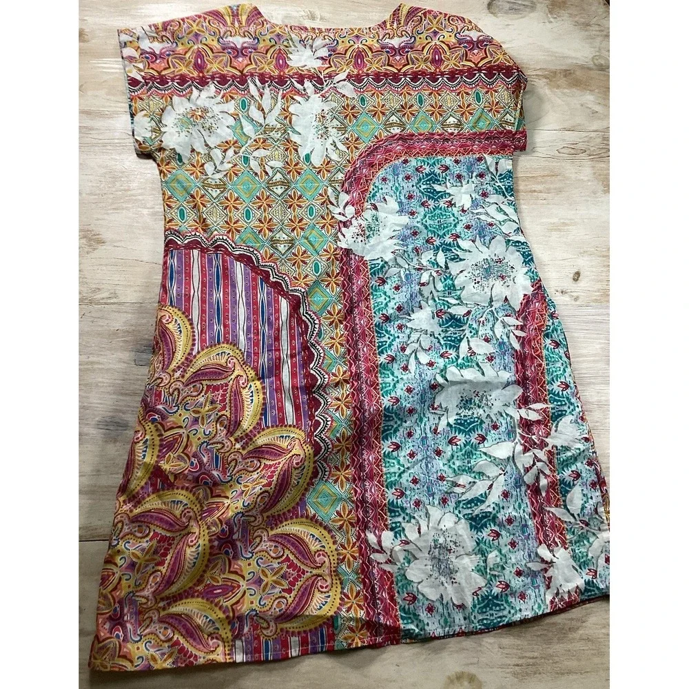 Orientique Naturally Australian Reversible Dress Women's Medium Cotton‎ Boho - Picture 8 of 9